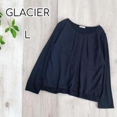 美品♡GLACIERクルーネックギャザープルオーバー　長袖　紺　 L