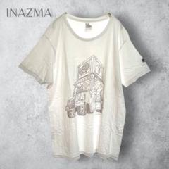 【INAZMA イナズマ】　プリント　Tシャツ　白　コットン　綿　ホワイト