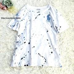 美品✨ポロラルフローレン　半袖　Tシャツ　ビックロゴ　ホワイト　水色　150
