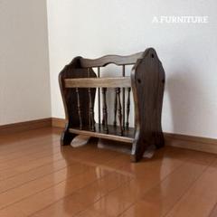 古いマガジンラック　楢材　アンティーク　オーク材