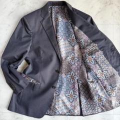 【美品】エトロ☆ペイズリー 裏地シルク グレー系　XL イタリア製 大きいサイズ 美品】エトロ☆ペイズリー柄 裏地シルク 紺色 3XL イタリア製