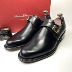 美品高級-Salvatore Ferragamo シングルモンク　US7.5 黒 サルバトーレフェラガモ Salvatore Ferragamo ローファー