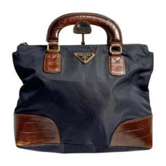 中古PRADA ビジネスバッグ クロコダイル風 本物 超美品 プラダ 極希少 ランウェイ限定 クロコダイルレザー