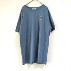 〈ピーナッツ〉半袖Tシャツ　青系　スヌーピー　Ｔシャツ　メンズ　Ｌ