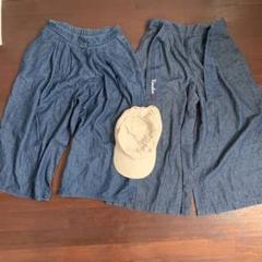 デニムハーフパンツ2点　レディース　膝下　バミューダ　おまけ