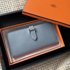 HERMES エルメス べアン クラシック ヴォーエプソン ブルーラン