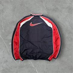 00s NIKE ゲームシャツ ポリ トレーナー プルオーバー テック 長袖 紺