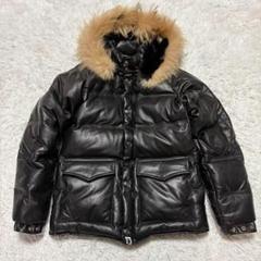 最終価格　美品A BATHING APE 牛革　黒　ダウンジャケットsize:M 2025年最新】エイプ レザーダウンの人気アイテム - メルカリ