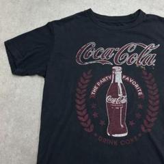 コカコーラ　ビッグプリント　トップス　半袖　Tシャツ　古着　ブラック　黒色　M