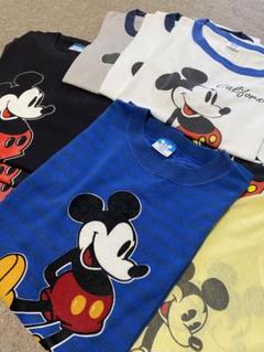 ★好配色‼️フロッキー★80s USA製 VTG ミッキーTシャツ 青ボーダー Lのサムネイル