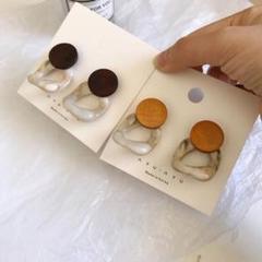 イエロー ブラウン 丸 石 ストーン ピアス 可愛い セット割