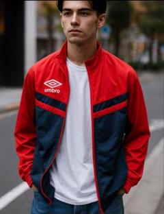 UMBRO 00sドローコードナイロンジャケット　赤 UMBRO WIND JACKET レッド （アンブロ ウィンドジャケット