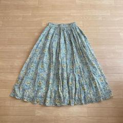 ロングフレアスカート ペイズリー柄 グリーン