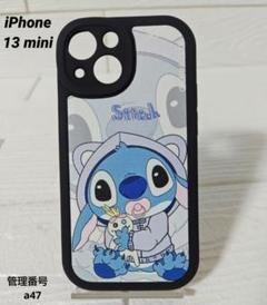 スティッチ iPhone13miniケース スマホ　カバー　ブルー　ソフト