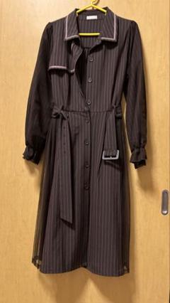 【アクシーズファムポエティック】 ストライプ ロングワンピース ブラウン