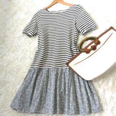 美品✨conges payes ボーダー リバテイ柄 切替えチェニック ワンピ