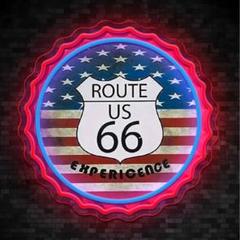 ROUTE 66 LED ネオンサイン ボトルキャップ アメリカン雑貨 看板