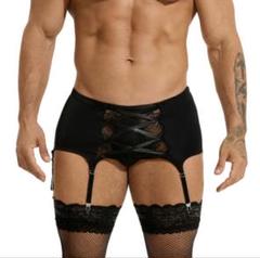 ☆新品☆【ブラックレースガーターベルト】セクシー　メンズガーター　勝負下着
