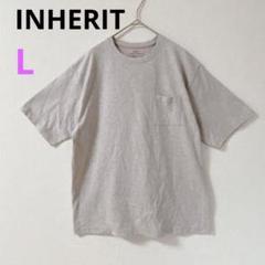 【インヘリット】INHERIT ポケット付Tシャツ　カジュアルグレー ピンク　L
