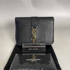 SAINT LAURENT PARIS 美品 黒 コンパクト 折り財布 YSL