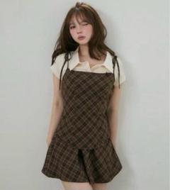 andmary アンドマリー Dafne check set up brown
