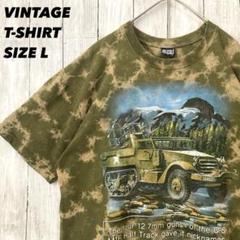 JOLICOLF タイダイ染めハーフトラックプリントTシャツ　L緑系　US古着