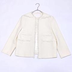 Ballsey ボールジー 美品　アイボリー ノーカラーツイードジャケット セール】カラースパングルツイード ノーカラージャケット（ノー