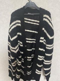 ZARA ブラック ホワイト ストライプ カーディガン - メルカリ