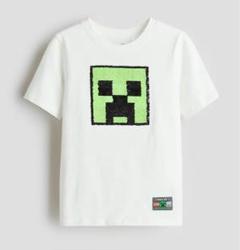 新品未使用＊マインクラフトリバーシブルスパンコールTシャツ135~140cm白