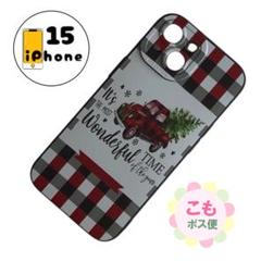 【割引有り】iPhone15 ケース　カバー　スマホケース　車　チェック　赤　黒