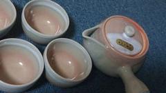 伝統工芸品 萩焼・椿窯天鵬山造 湯呑みセット 茶器揃 湯飲み 急須 ポット