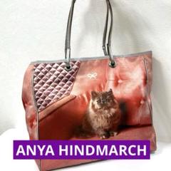 再値下げしました！アニヤハインドマーチ　転写トートバッグ 犬と女性のプリント 再値下げしました！アニヤハインドマーチ 転写トートバッグ 犬と