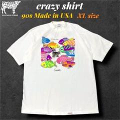 80s90s クレイジーシャツ　クリバンキャットTシャツ　表記XL USA製