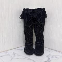 ミネトンカ MINNETONKA本革フリンジ付 ブラックスエード ロングブーツ 楽天市場】ミネトンカ MINNETONKA ブーツ Women's Front Lace
