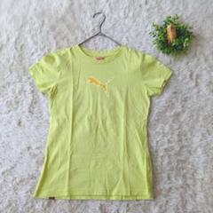 PUMA プーマロゴ入り Tシャツ 　イエロー　M　スポーツウェア　差し色