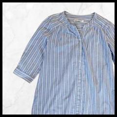 90's vintage ストライプ7分袖チュニックシャツ