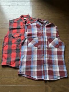 US三軒茶屋　カットオフフランネルシャツベスト2着セット　山田レン　長瀬智也