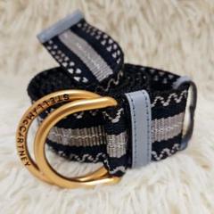未使用 ステラマッカートニー ベルト 金金具 ゴールド金具 ロゴ 紺 青 未使用 ステラマッカートニー ベルト 金金具 ゴールド金具 ロゴ
