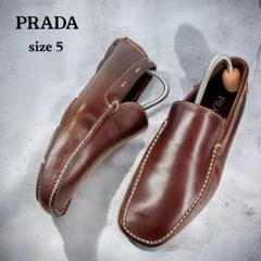 【極美品】PRADA ドライビングシューズ（5）モカシン　デッキシューズ　本革 極美品】PRADA ドライビングシューズ（5）モカシン デッキ