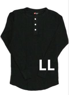 【ブラックLL】ヘインズ ロングTシャツサーマル防寒あたたかい柔らかい綿混素材のサムネイル