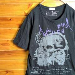 半袖シャツ　ドクロ　骸骨　ガイコツ　ドクロ　スカル　デザインプリント　Ⅼ　古着