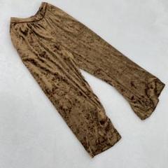 ROPE PICNIC ベロアパンツ 茶色 ワイド ロング丈 ゴムウエスト F