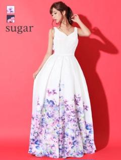 sugar ホワイトフラワープリントロングドレス パターン：ロング【花柄】 - sugar