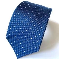 ネクタイ M's collection SILK ネイビー系　ピンクのドット柄