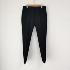 〈バッカ〉ストレートスラックス　黒　ウエスト切り替え　センタープレス36