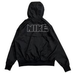 美品　レア　ナイキ NIKE ナイロンジャケットXXLゴツナイキ 刺繍ブラック 90s ナイキ ナイロンジャケット】 銀タグ ロゴ刺繍 チャーム XL
