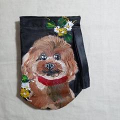トイプードルの500ml専用ペットボトル巾着　トールペイント　手描き　犬