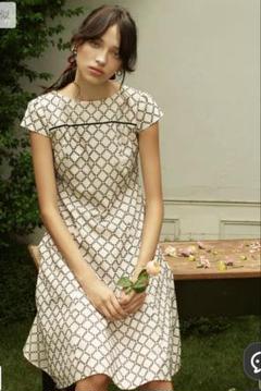 TOCCA ALYSSUM 花柄刺繍ワンピース リボン付き パープル Aライン