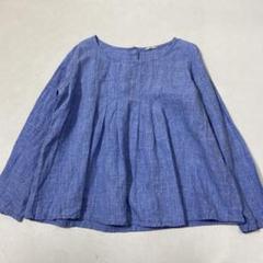 美品 Samansa Mos2 リネン タック 後ろボタン 長袖ブラウス 麻のサムネイル