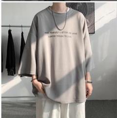 メンズ ロゴ tシャツ 五分袖 ビッグシルエット ストリート系 トップス 夏服